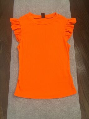 SHEIN Bright Orange Ruffle Sleeve Tank Top